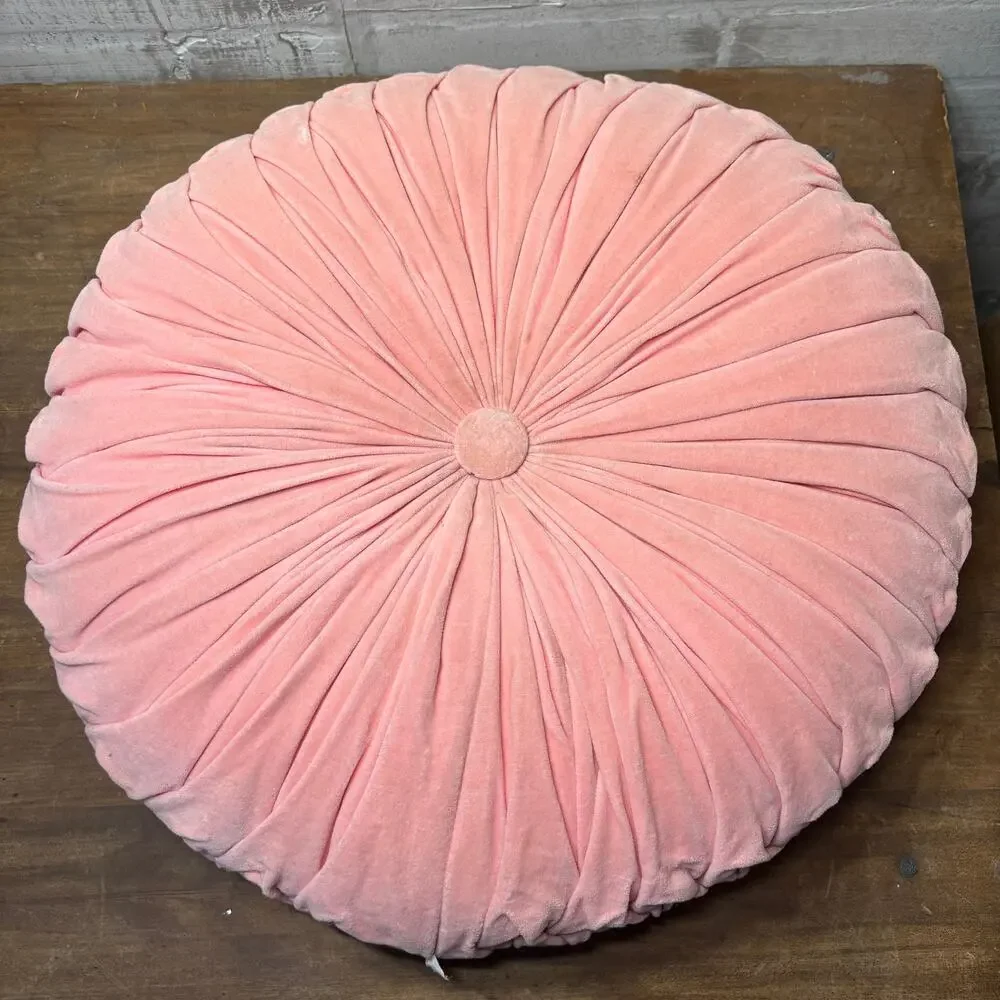 Pink Round Velvet Throw Pillow